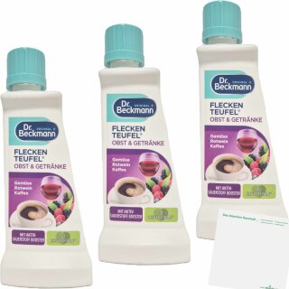 Dr. Beckmann Flecken Teufel Obst & Getränke Gemüse Rotwein Kaffee 3er Pack (Wäschepulver 3x50ml Flasche) + usy Block