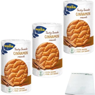Wasa Tasty Snacks Cinnamon Rounds 3er Pack (3x267g Packung) + usy Block