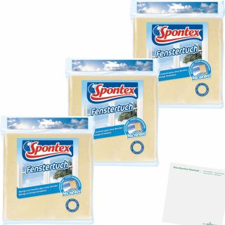 Spontex Mikrofaser-Fenstertuch 40x36cm 3er Pack + usy Block