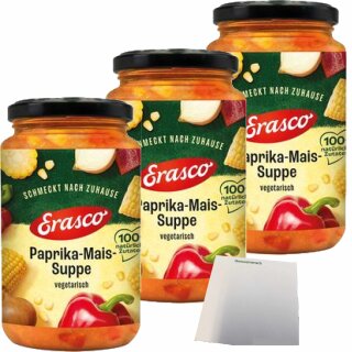 Erasco Suppe Paprika-Mais 3er Pack (3x350ml Glas) + usy Block