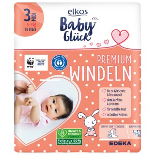 Elkos Windeln Gr.3 Midi 5-9 kg (46er Packung)