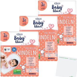 Elkos Windeln Gr.3 Midi 5-9 kg 3er Pack (3x46er Packung) + usy Block