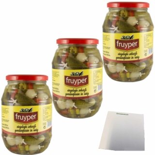 Fruyper Gemüsespiesse scharf 3er Pack (3x980g Glas) + usy Block
