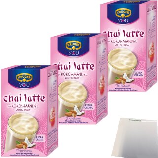 Krüger Chai Latte Kokos Mandel 3er Pack (3x250g Packung) + usy Block
