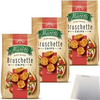 Maretti Bruschette Chips Pizza 3er Pack (3x150g Packung) + usy Block