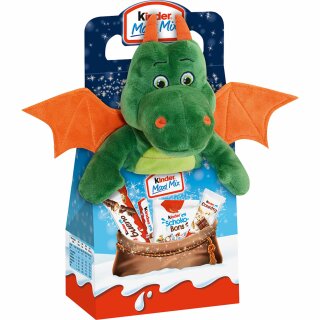 Ferrero Kinder Maxi Mix Plüschtier Drache Luka Loderflügel (133g Packung)