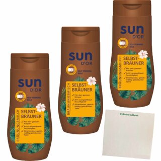 sun DOR Selbstbräuner Lotion 3er Pack (3x250ml Flasche) + usy Block