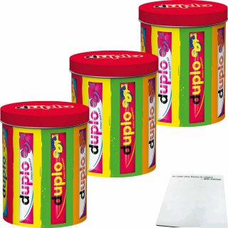 duplo Design Dose mit 24 Riegeln Motiv: 60s Duplo 3er Pack (3x436,8g Dose) + usy Block