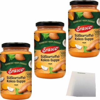 Erasco Suppe Süßkartoffel-Kokos 3er Pack (3x350ml Glas) + usy Block