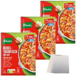 Knorr Fix Nudel Thunfisch Auflauf 3er Pack (3x46g Packung) + usy Block