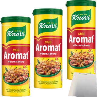Knorr Aromat Würzmischung Chili 3er Pack (3x90g Streuer) + usy Block