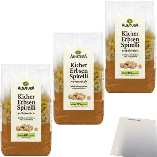 Alnatura Spirelli Kichererbsen 3er Pack (3X250g Packung) + usy Block