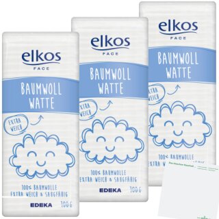 Elkos Baumwollwatte 3er Pack (3x100g Packung) + usy Block