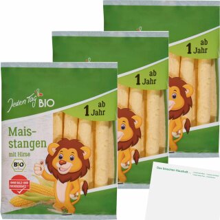 Jeden Tag Bio Mais-Stangen mit Hirse 3er Pack (3x50g Packung) + usy Block
