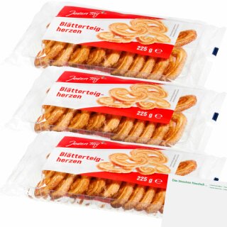 Jeden Tag Blätterteig-Herzen 3er Pack (3x225g Packung) + usy Block