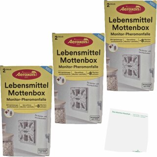Aeroxon Lebensmittel Mottenbox Monitor-Pheromonfalle 3er Pack (3x50g 2 Stück Packung) + usy Block