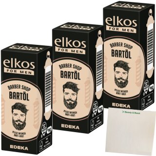 Elkos Men Bartöl 3er Pack (3x30ml Packung) + usy Block