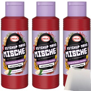Hela Ketchup Mayo Mische Knoblauch 3er Pack (3x300ml Flasche) + usy Block