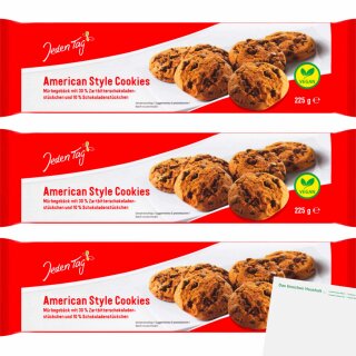 Jeden Tag Cookies American Style mit Schokostückchen 3er Pack (3x225g Packung) + usy Block