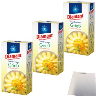 Diamant Weichweizengrieß 3er Pack (3x500g Packung) + usy Block