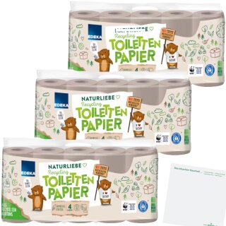 EDEKA Recycling Toilettenpapier 4lg. 10x200 Blatt 3er Pack + usy Block