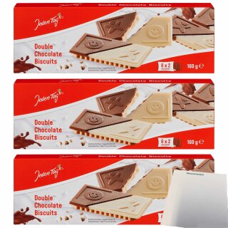 Jeden Tag Double Chocolate Biscuits 3er Pack (3x160g Packung) + usy Block