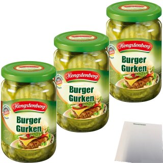 Hengstenberg Burger Gurken 3er Pack (3x330g Glas) + usy Block
