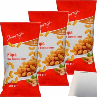 Jeden Tag Erdnussflips mit 33 % Erdnüssen 3er Pack (3x200g Packung) + usy Block
