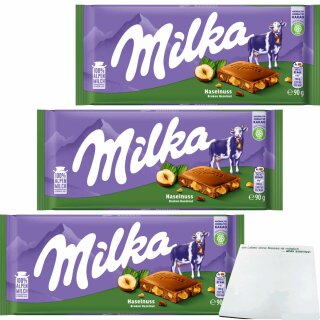 Milka Haselnuss 3er Pack (3x90g Tafel) + usy Block
