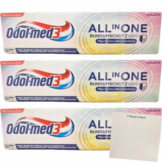 Odol Med 3 Complete Care All in One 40 Plus Zahncreme 3er Pack (3x75ml Packung) + usy Block