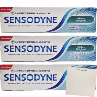 Sensodyne Zahncreme Multicare Original 3er Pack (3x75ml Packung) + usy Block