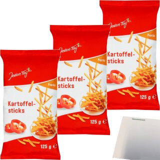 Jeden Tag Kartoffelsticks Paprika 3er Pack (3x125g Packung) + usy Block