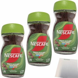 Nescafe Smooth Hazelnut Typ Haselnuss Iced or Hot 3er Pack (3x95g Glas) + usy Block