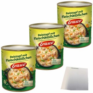 Erasco Reistopf mit Fleischklößchen 3er Pack (3x800g Dose) + usy Block
