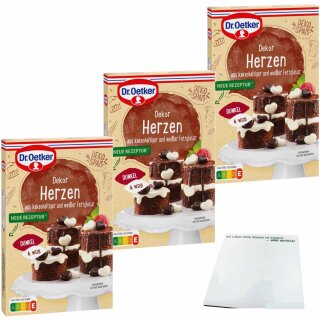 Dr. Oetker Schoko Dekor Herzen 3er Pack (3x47g Packung) + usy Block