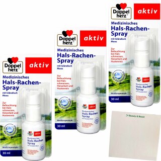Doppelherz Medizinisches Hals-Rachen-Spray 3er Pack (3x30ml Flasche) + usy Block