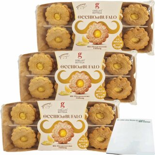 Gisellas Bottega Occhio di Bufalo Mit Zitronen Creme 3er Pack (3x170g Packung) + usy Block