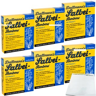 Dallmanns Salbei Bonbons mit Vitamin C zuckerfrei 6er Pack (6x37g Packung) + usy Block