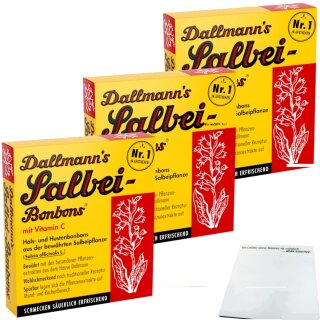 Dallmann´s Salbei-Bonbons mit Vitamin C 3er Pack (3x37g Packung) + usy Block