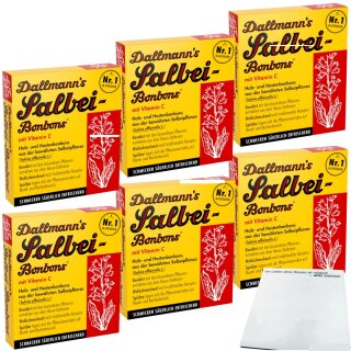 Dallmann´s Salbei-Bonbons mit Vitamin C 6er Pack (6x37g Packung) + usy Block