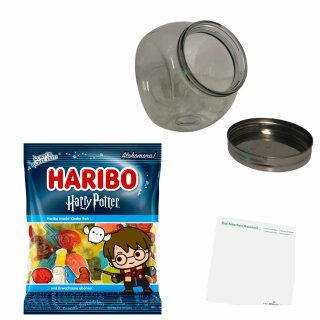 usy Bonboniere (1200ml Glas)XL+ Haribo Harry (160g Beutel) + usy Block