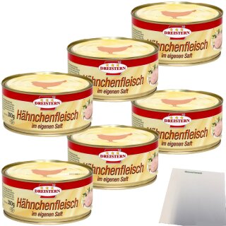 Dreistern Hähnchenfleisch in eigener Saft 6er Pack (6x300g Dose) + usy Block