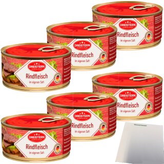 Dreistern Rindfleisch in eigenen Saft 6er Pack (6x300g Dose) + usy Block