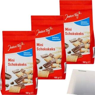 Jeden Tag Mini Schokokeks 3er Pack (3x150g Packung) + usy Block