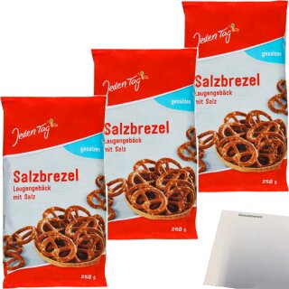 Jeden Tag Salzbrezel 3er Pack (3x250g Packung) + usy Block