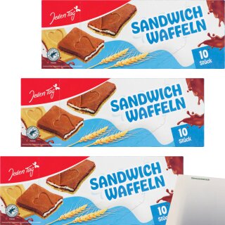 Jeden Tag Sandwich Waffeln 3er Pack (3x128g Packung) + usy Block