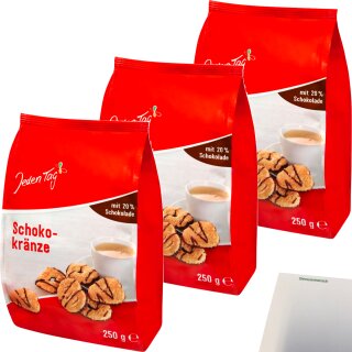 Jeden Tag Schokokränze 3er Pack (3x250g Packung) + usy Block
