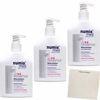 Numis Med PH 5,5 Sensitiv Waschlotion 3er Pack (3x200ml Flasche) + usy Block
