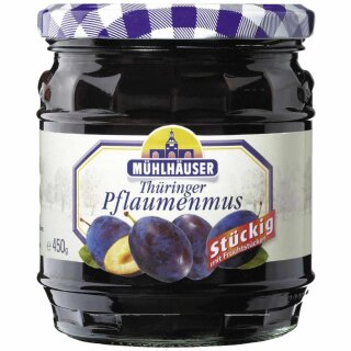 Mühlhäuser Thüringer Pflaumenmus stückig (450g Glas)
