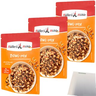 Müllers Mühle 2 Minuten Reis Bowl-Mix 3er Pack (3x250g Beutel) + usy Block